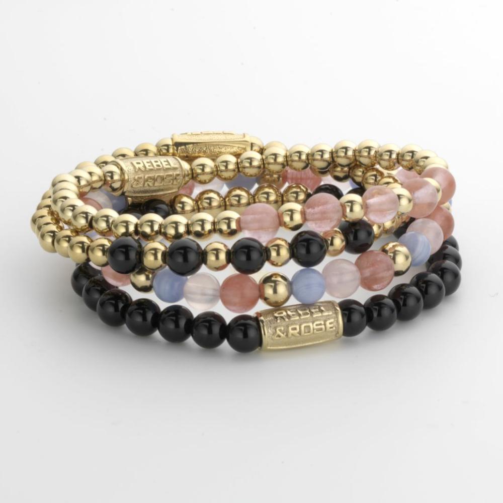 Rebel & Rose More Balls Than Most 6mm Armband RR-60081-G – Roze/geelgoud