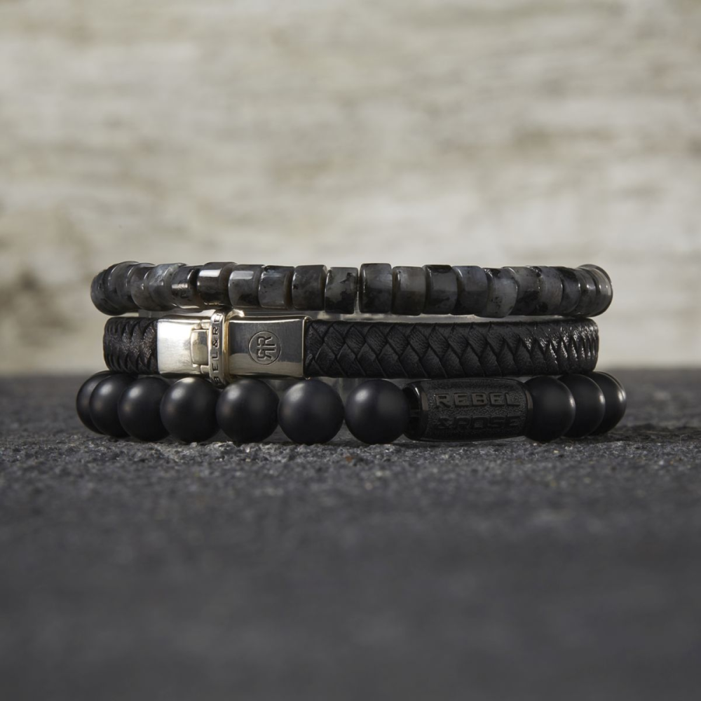 Rebel & Rose No Balls Please 6mm Armband RR-60094-S – Grijs