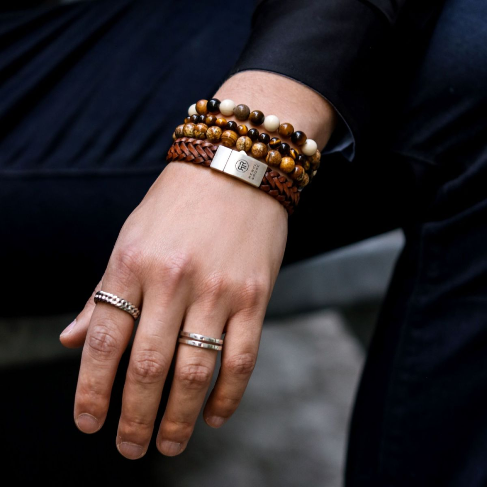Rebel & Rose Stones Only 8mm Armband RR-80063-S – Licht bruin
