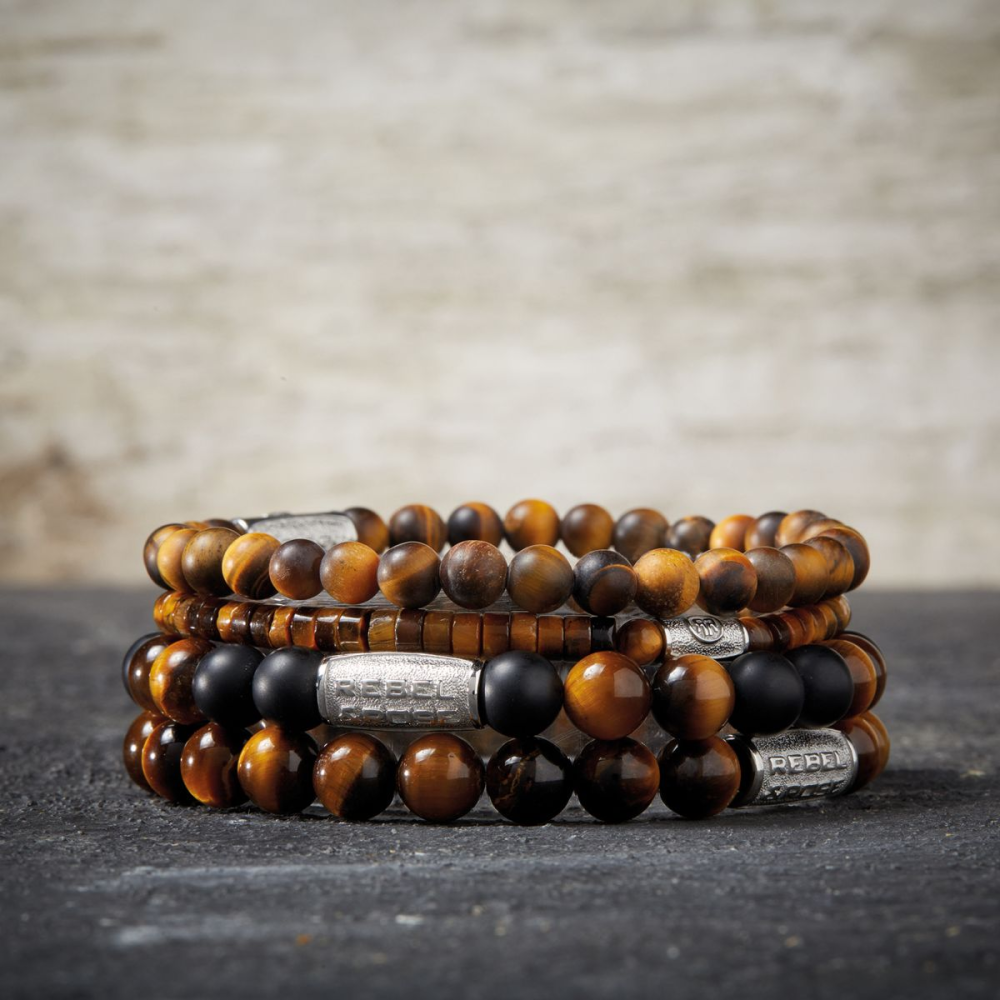 Rebel & Rose More Balls Than Most 8mm Armband RR-80067-S – Bruin/Zwart