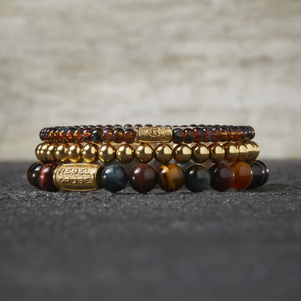 Rebel & Rose Stones Only 8mm Armband RR-80088-G – Geel/rood/blauw