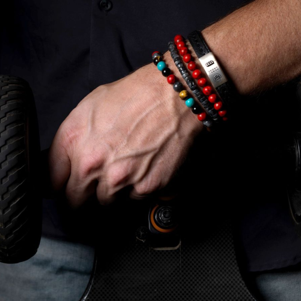 Rebel & Rose Stones Only 8mm Armband RR-80099-V – Rood met zwarte aders