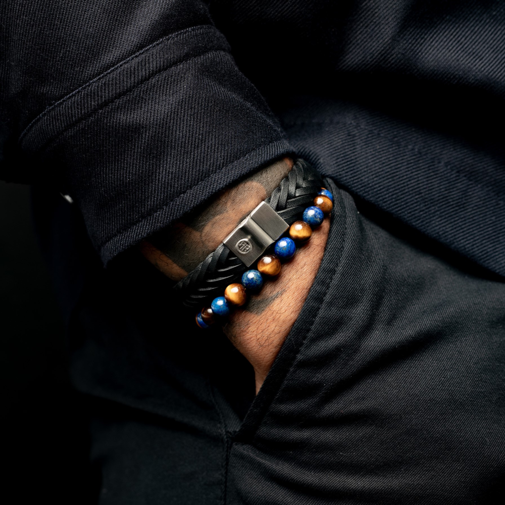 Rebel & Rose Stones Only 8mm Armband RR-80109-S – Bruin, blauw