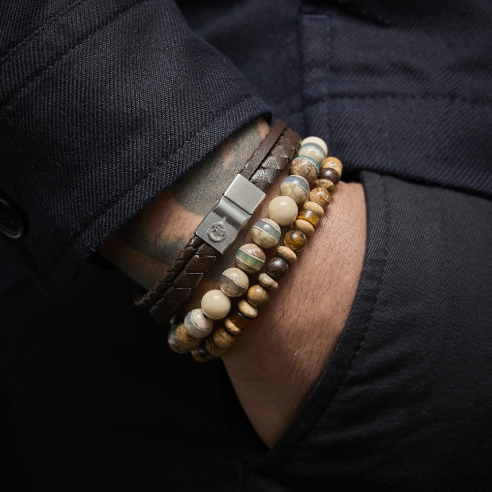 Rebel & Rose Full Metal Premium Combo 9mm Brown Armband RR-M0065-S – Bruin