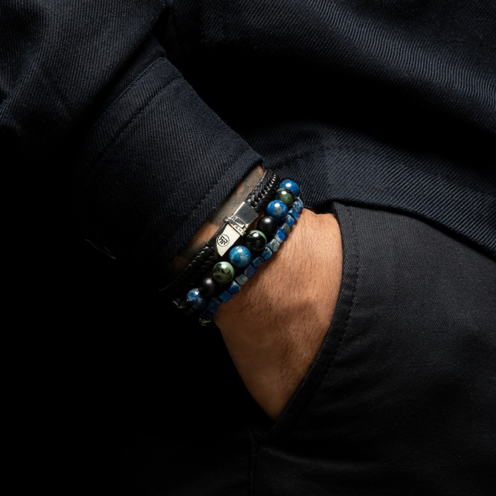 Rebel & Rose Stones Only 8mm Armband RR-80113-S – Groen, blauw, zwart
