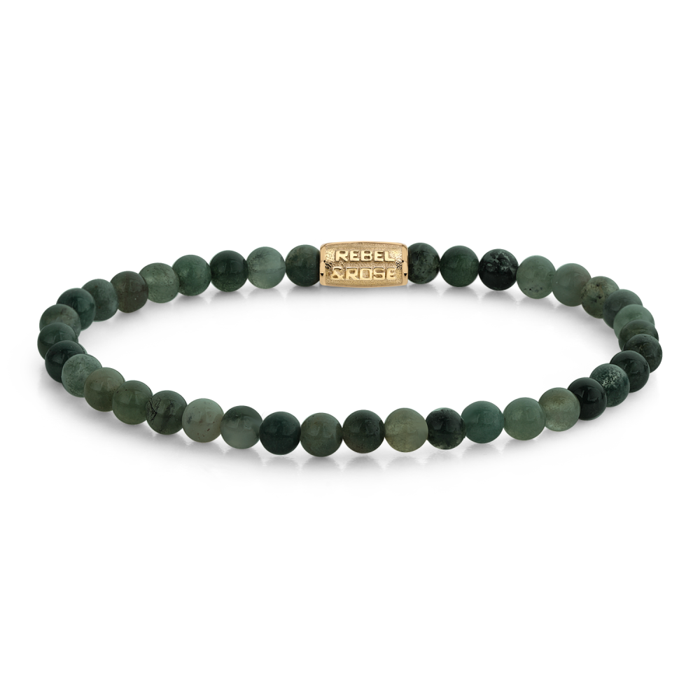 Rebel & Rose Stones Only 4mm Armband RR-40095-G - mosgroen deels doorzichtig