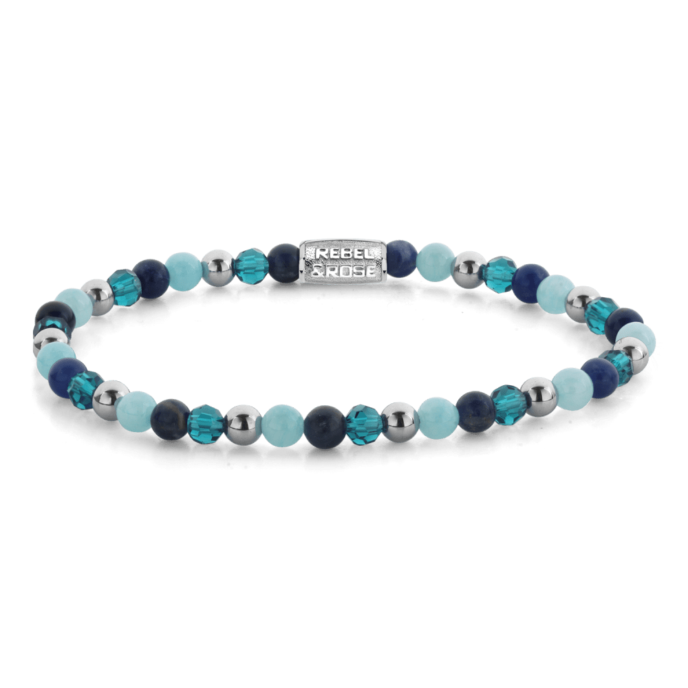 Rebel & Rose armband Blue Summer Glam Rocks - 4mm RR-40163 - PansiteNederland.nl