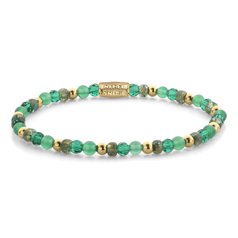Rebel & Rose armband Green Morning Glam Rocks - 4mm RR-40166-G - PansiteNederland.nl