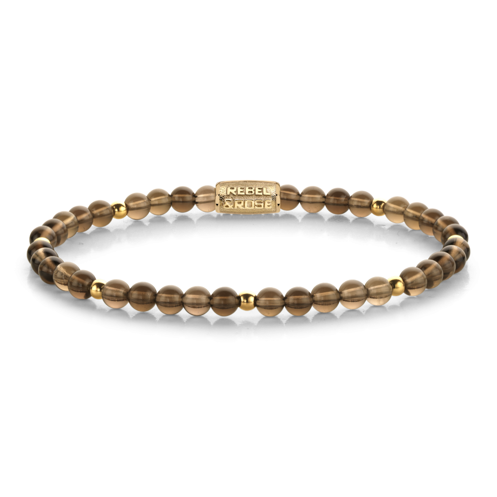 Rebel & Rose More Balls Than Most 4mm Armband RR-40190-G - Bruin/Goudkleurig