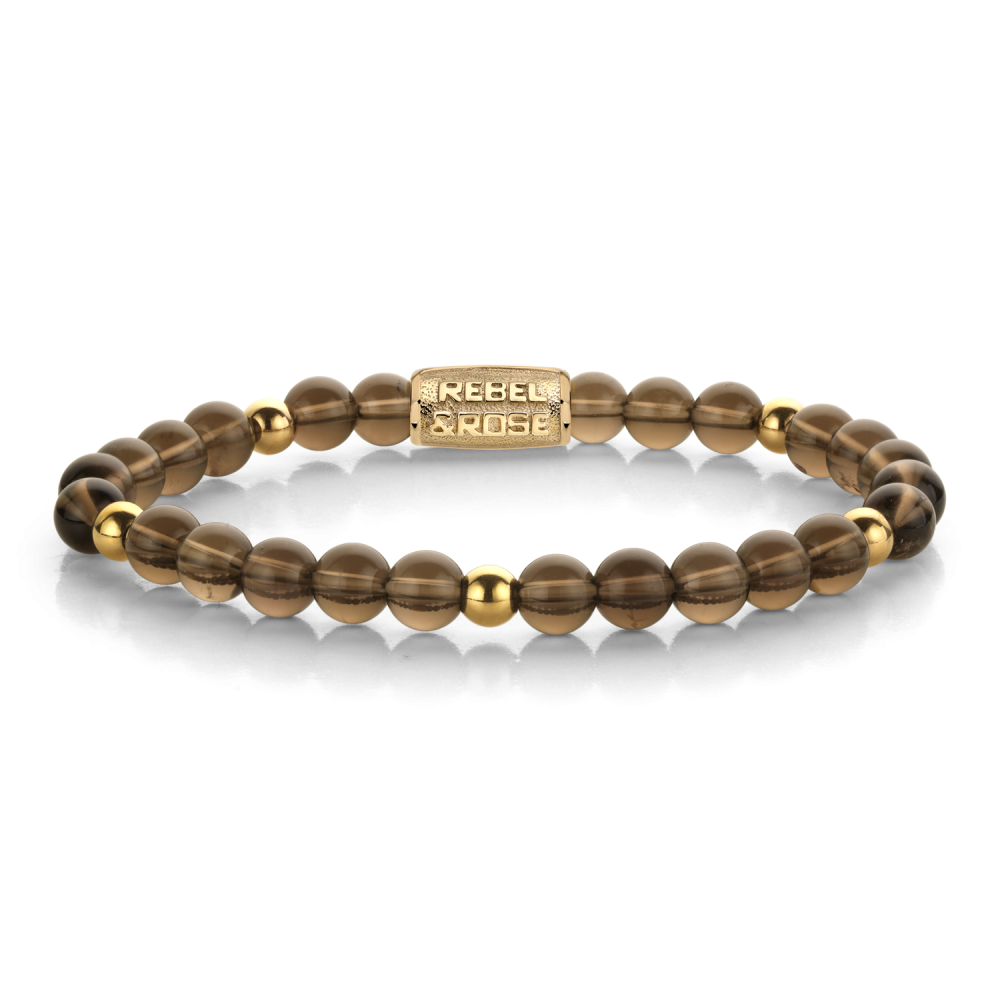 Rebel & Rose More Balls Than Most 6mm Armband RR-60161-G - Bruin/Goudkleurig
