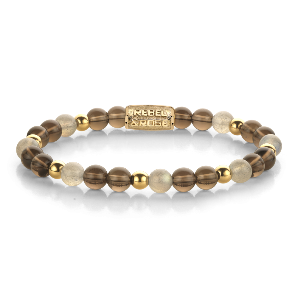 Rebel & Rose More Balls Than Most 6mm Armband RR-60162-G - Bruin/Goudkleurig