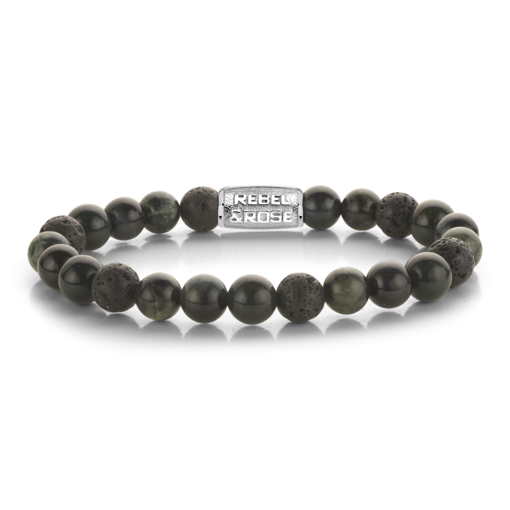 Rebel & Rose Stones Only 8mm Armband RR-80130-S - Groen/Multi-kleuren