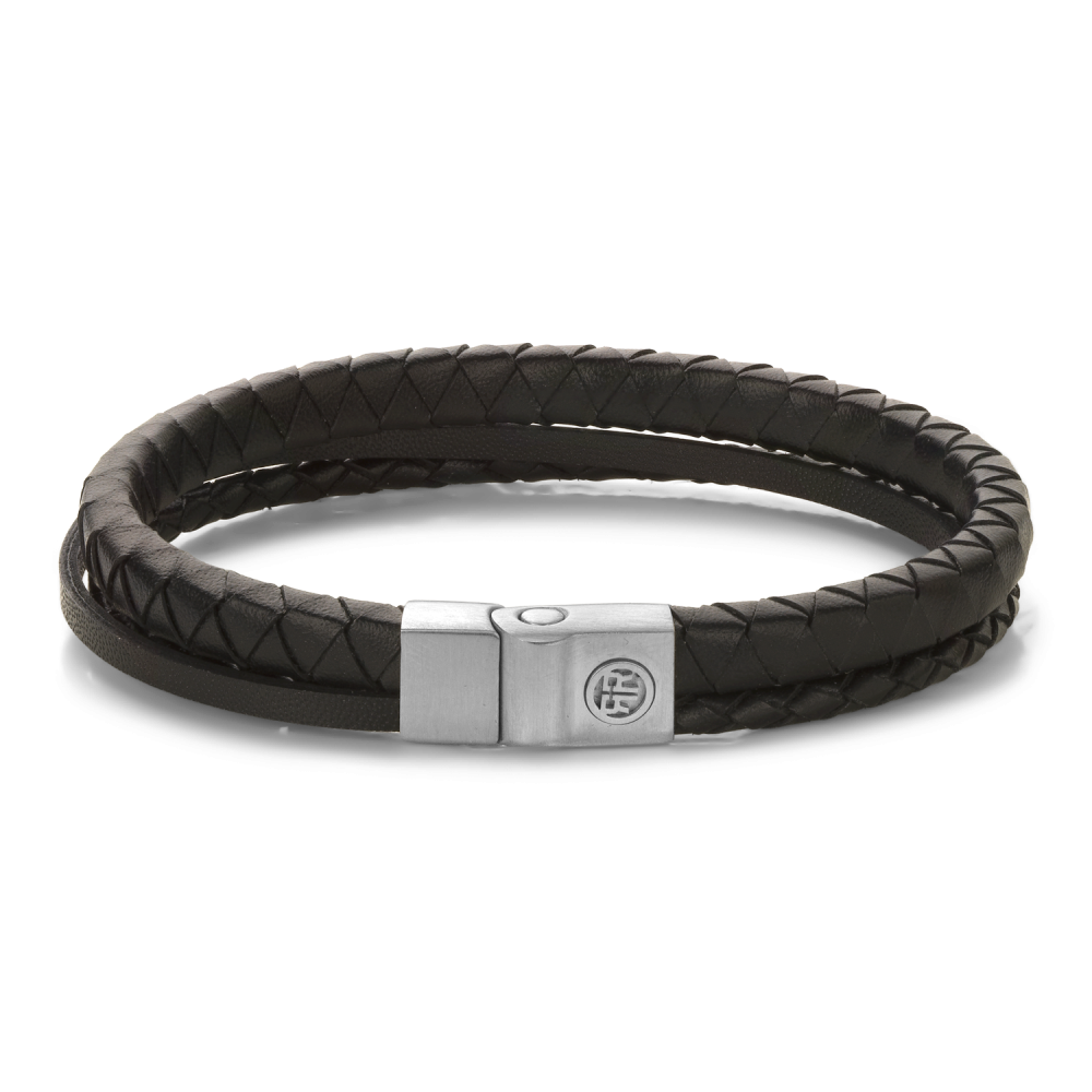 Rebel & Rose Full Metal Leather 9mm Armband RR-M0064-S – Zwart