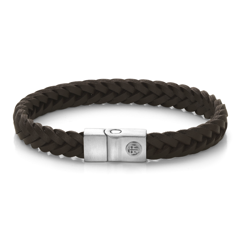 Rebel & Rose Full Metal Premium Braided 9mm Brown Armband RR-M0068-S - Bruin