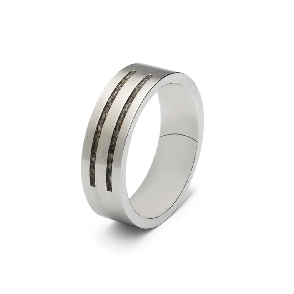See You Double Groove Ring - Steel zilver zwart - RS-004-Steel-EU47