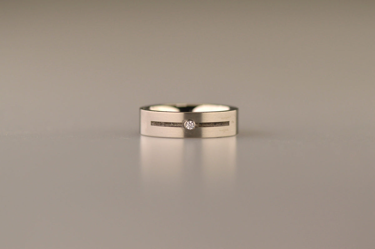 See You Double Groove Gem Ring zilver zwart - RS007-EU50