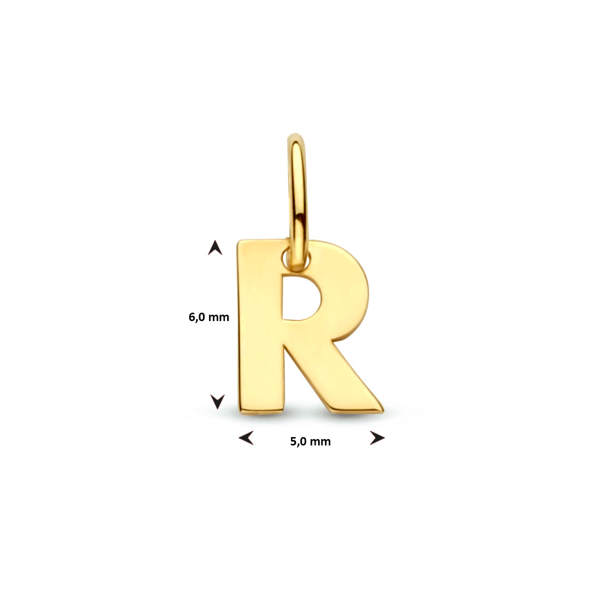 Hanger letter R 6 mm 14K geelgoud #Letter_R