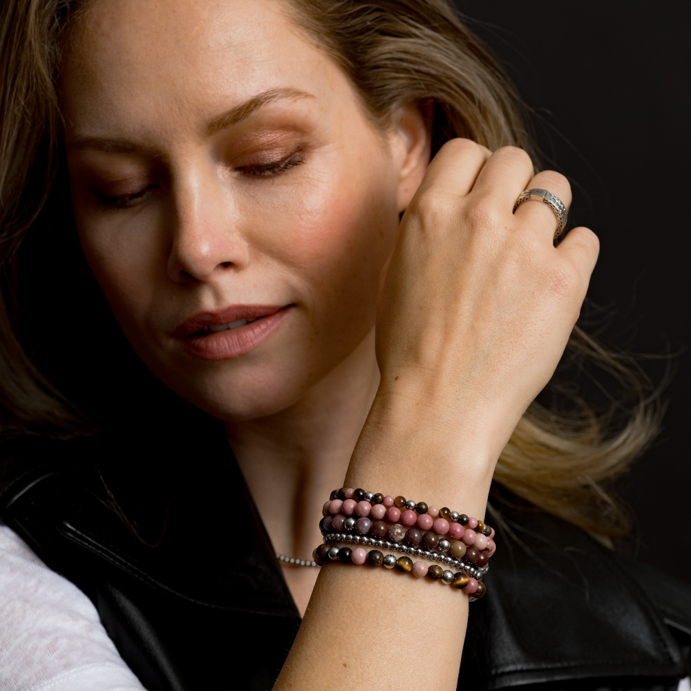Rebel & Rose More Balls Than Most 4mm Armband RR-40128-S – Bruin, roze, geel, zilver
