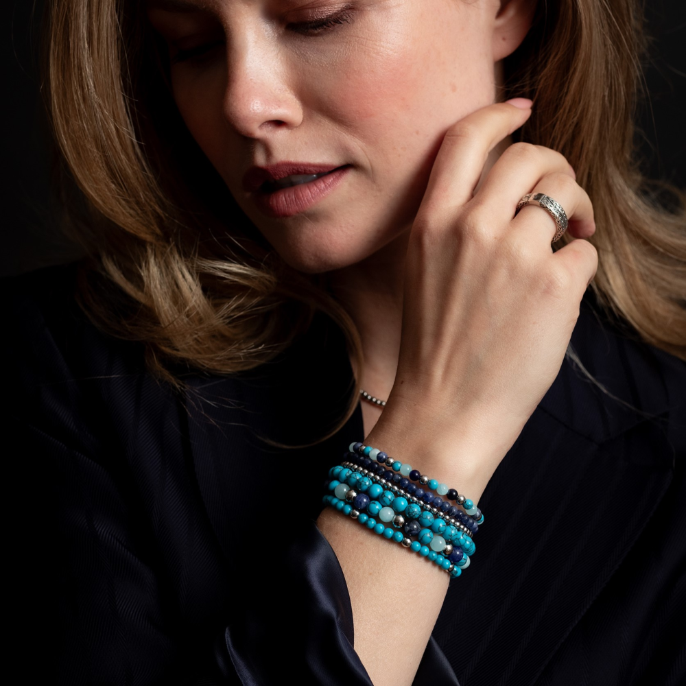 Rebel & Rose More Balls Than Most 4mm Armband RR-40054-S – Blauw/Zilverkleurig/Turquoise