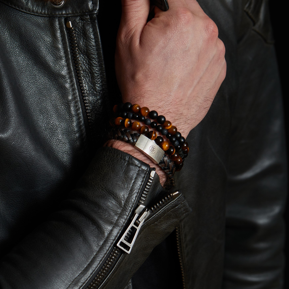 Rebel & Rose Black 6mm Armband RR-60088-B – 3 kleuren zwart