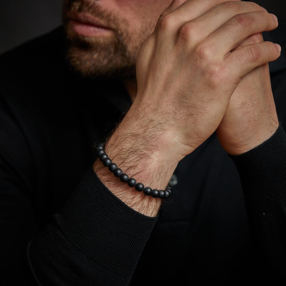 Rebel & Rose Black 8mm Armband RR-80082-B – Zwart - mat