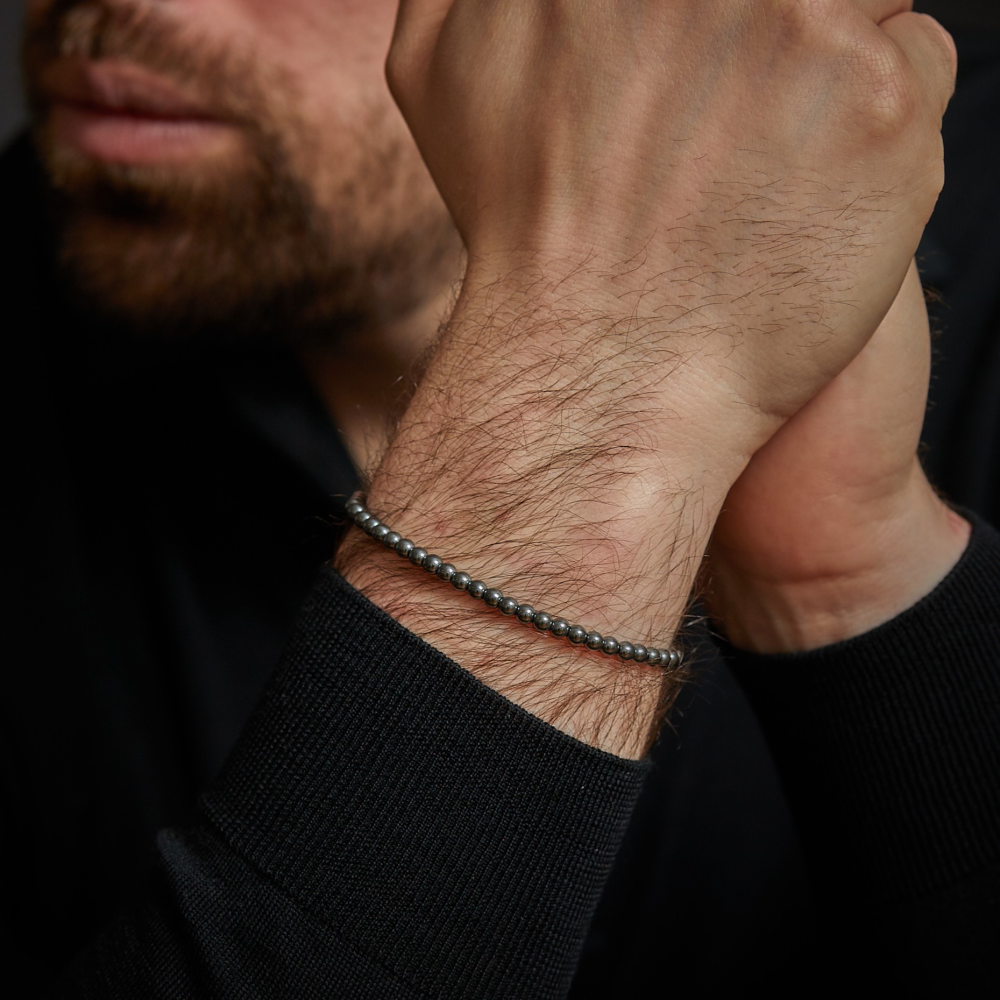 Rebel & Rose Stones Only 4mm Armband RR-40131-S – Zwartgrijs/antraciet