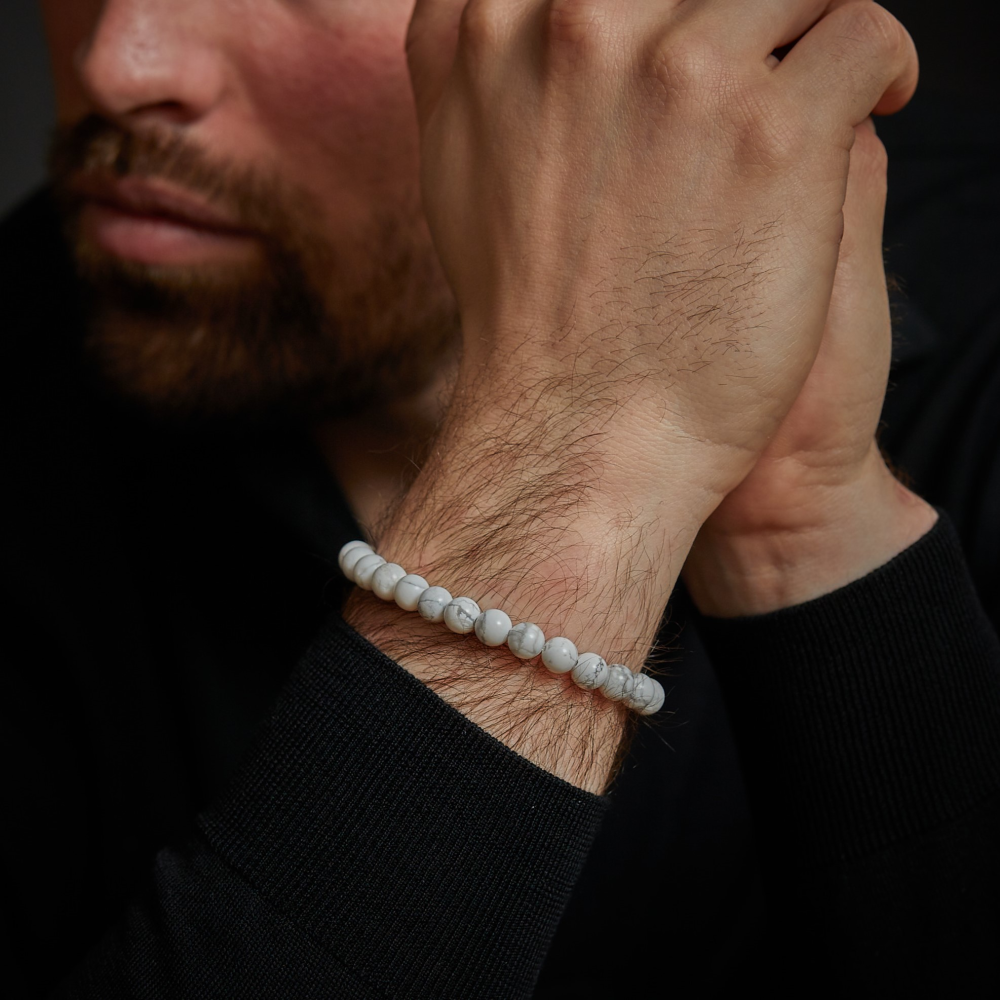 Rebel & Rose Stones Only 8mm Armband RR-80066-S – Wit/grijs