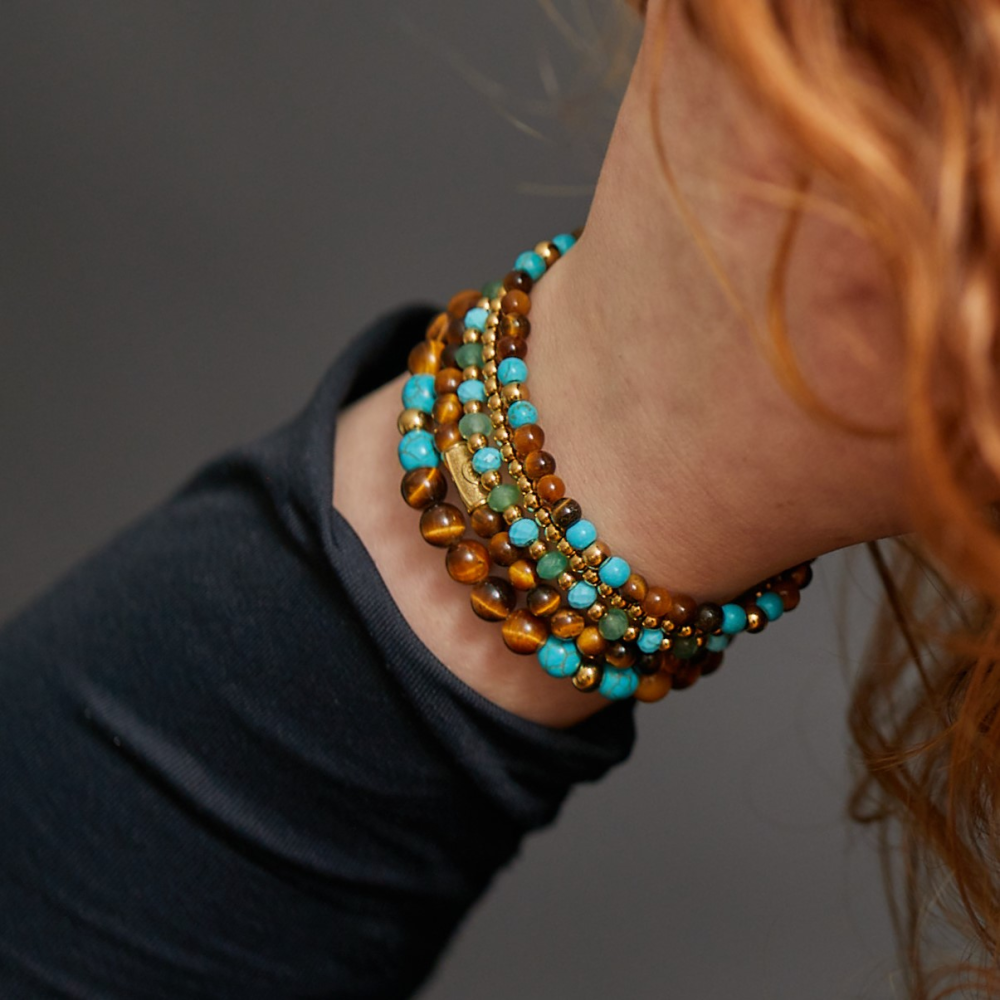 Rebel & Rose More Balls Than Most 4mm Armband RR-40143-G – Turquoise, goudkleurige stalen beads