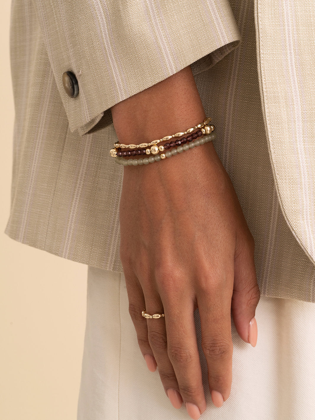 Sparkling Jewels Armband Rice Mix SB-G-2MM-RICE Goudkleurig