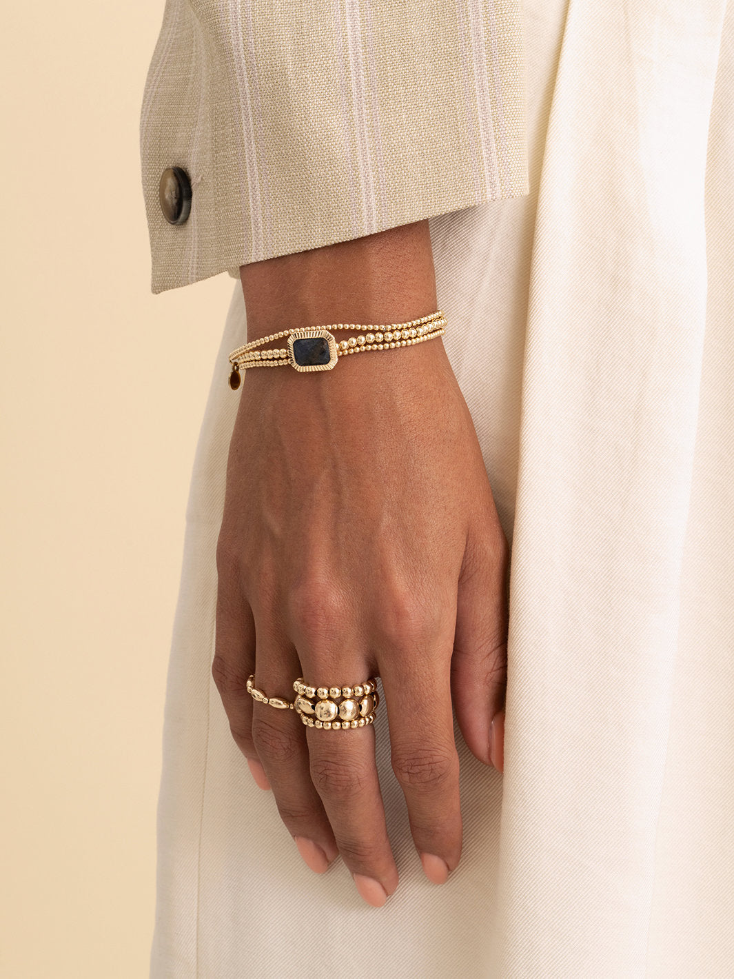 Sparkling Jewels Armband Sodaliet SB-G-3MM-BAG20 Goudkleurig