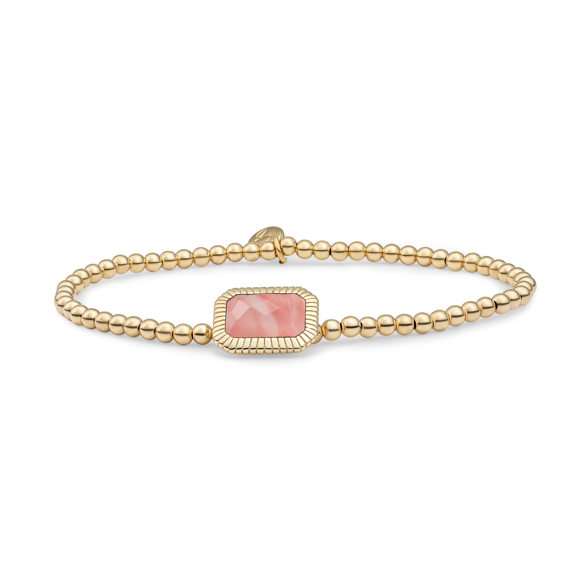 Sparkling Jewels Armband | Gold - Cherry Quartz Baguette SB-G-3MM-BAG25 - PansiteNederland.nl