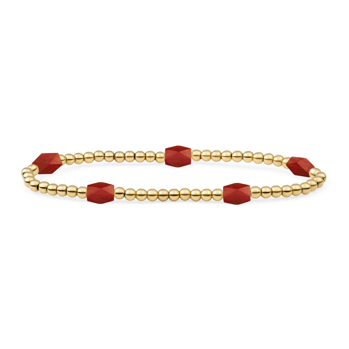 Sparkling Jewels - Armband: Ruby Quartz 3mm Reverse Edge Mix gold plated - SB-G-3MM-BAR-G50, exclusief en kwalitatief hoogwaardig. Ontdek nu!