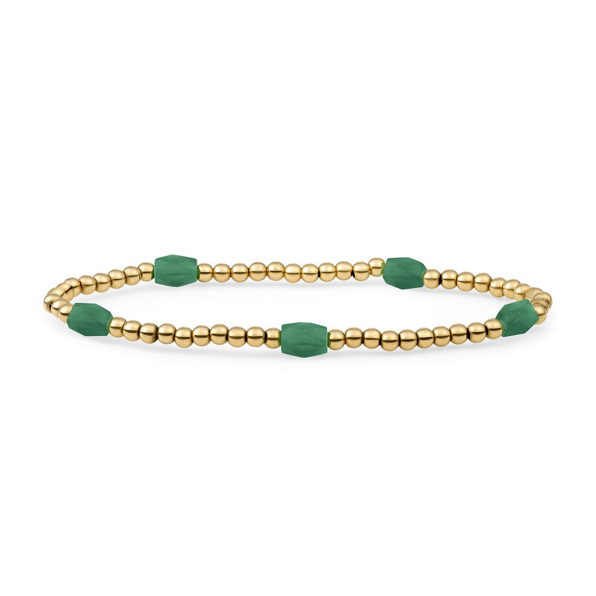 Sparkling Jewels - Armband: Green Onyx 3mm Reverse Edge Mix gold plated - SB-G-3MM-BAR-G53, exclusief en kwalitatief hoogwaardig. Ontdek nu!