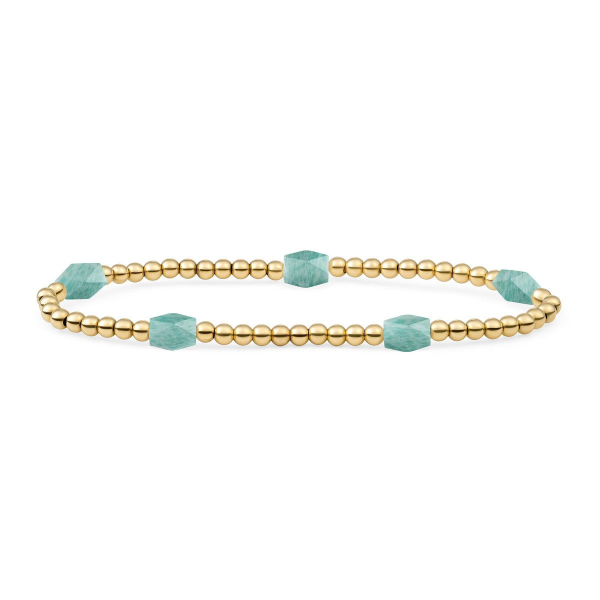 Sparkling Jewels Armband | Rich Green Amazonite 3mm Reverse Edge Mix | gold plated SB-G-3MM-BAR-G57