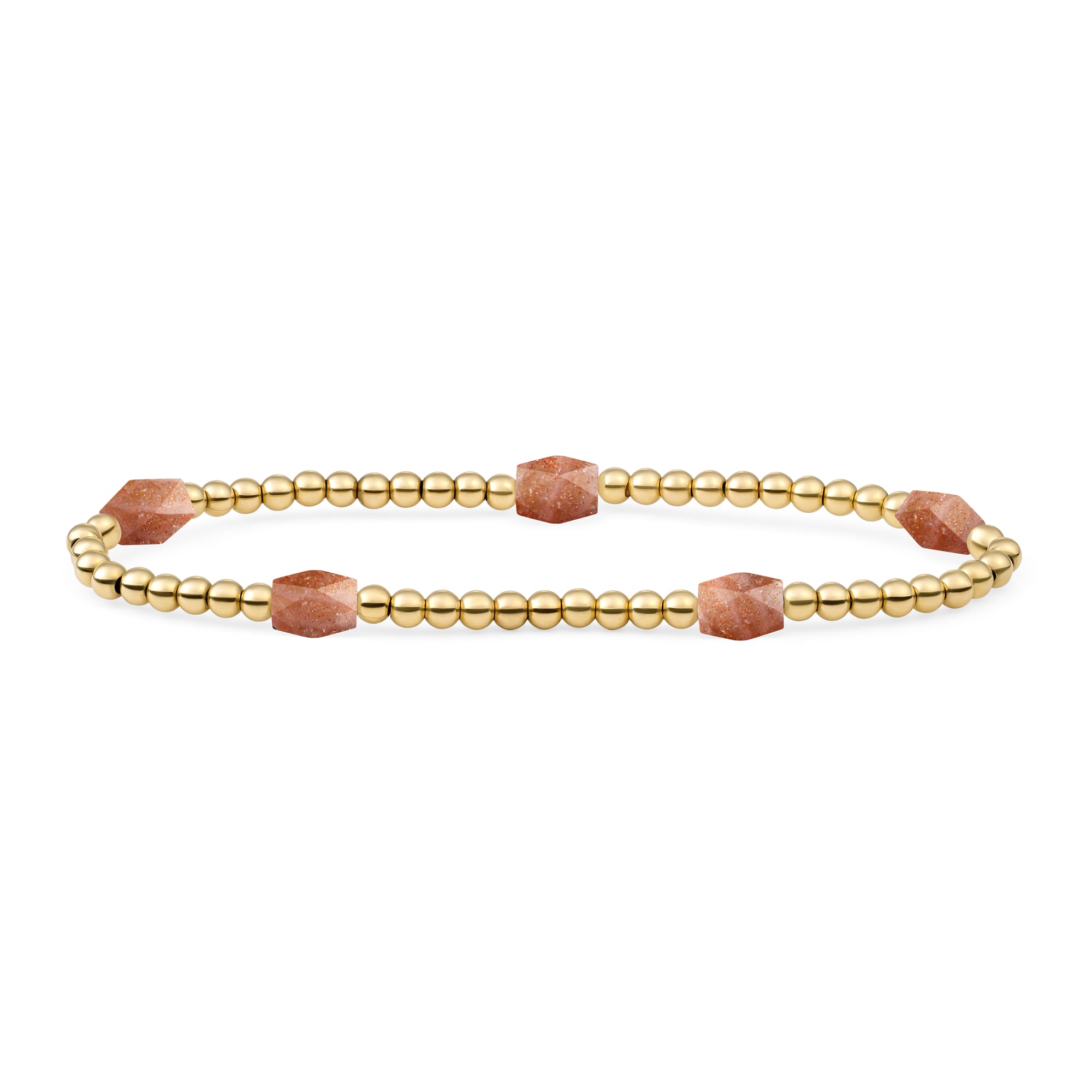 Sparkling Jewels Armband | Sunstone 3mm Reverse Edge Mix | gold plated SB-G-3MM-BAR-G58 - PansiteNederland.nl