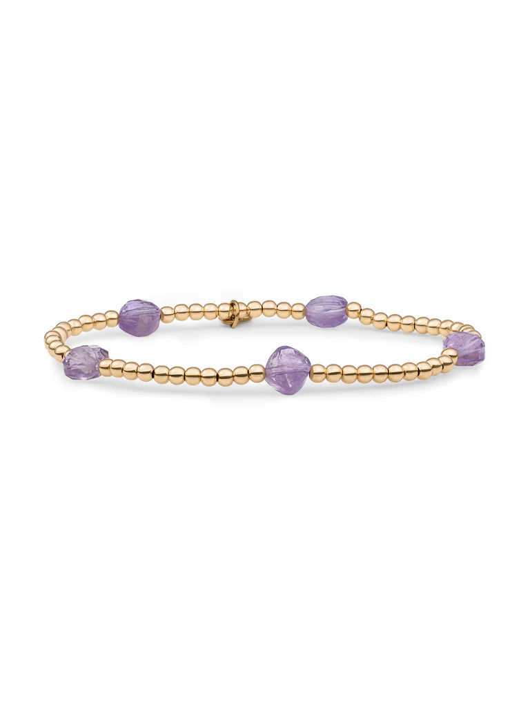 Sparkling Jewels armband Amethyst Cushion Cut Beads - Gold SB-G-3MM-CC-G05 - PansiteNederland.nl