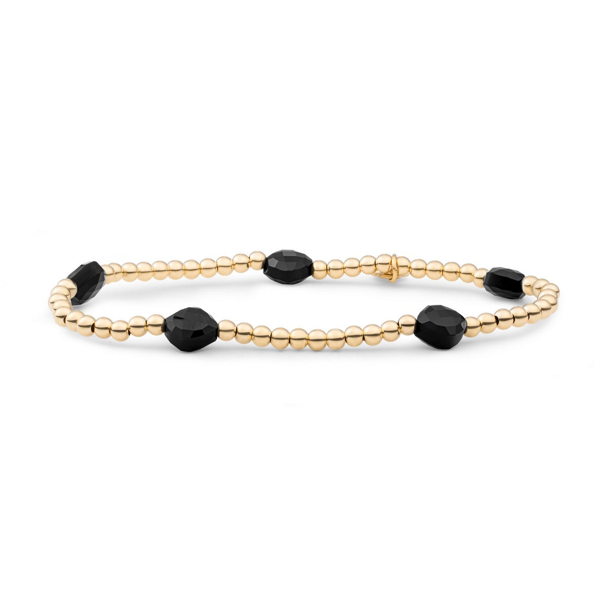 Sparkling Lewels armband Onyx Cushion Cut Beads - Gold SB-G-3MM-CC-G07 - PansiteNederland.nl