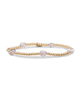 Sparkling Jewels armband Rose Quartz Cushion Cut Beads - Gold SB-G-3MM-CC-G13