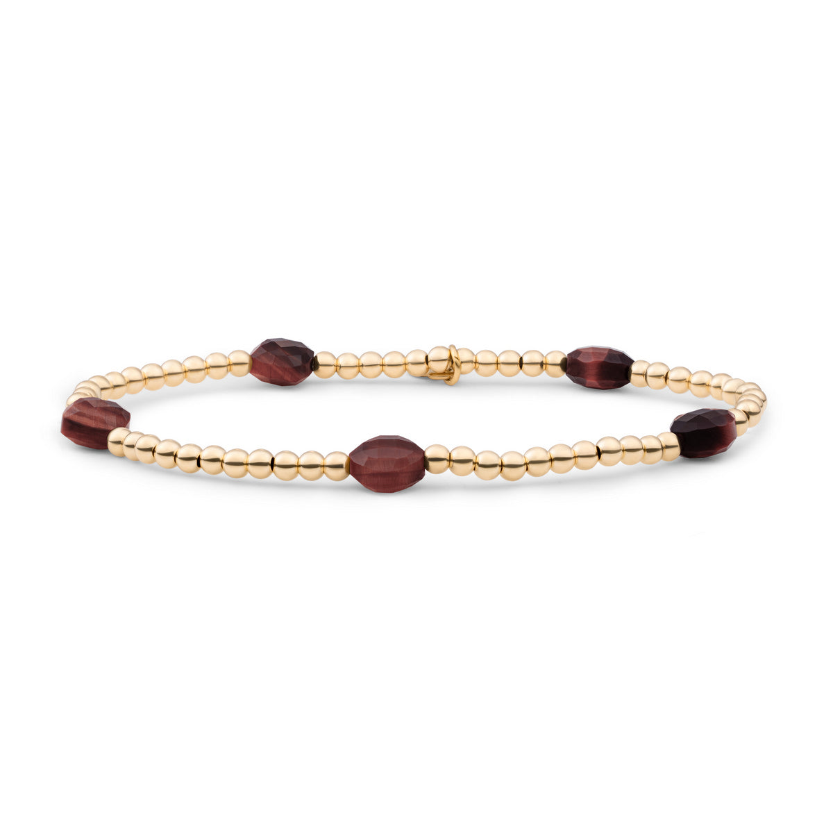 Sparkling Jewels Armband Cushion Cut 3mm Rode Tijgeroog SB-G-3MM-CC-G15 Goudkleurig