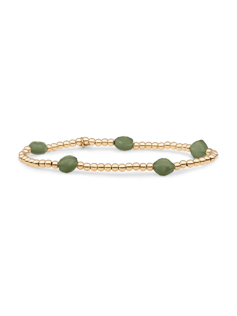 Sparkling Jewels armband Lime Jade Cushion Cut Beads - Gold SB-G-3MM-CC-G64 - PansiteNederland.nl