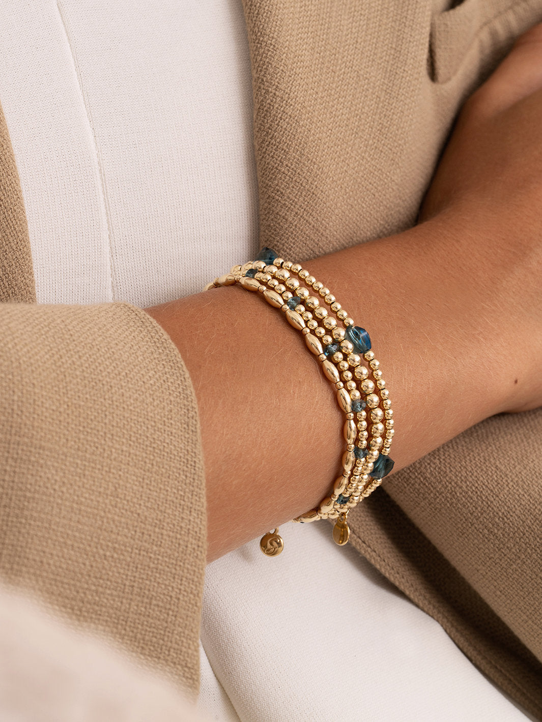 Sparkling Jewels Armband Kwarts SB-G-3MM-CC-G67 Goudkleurig