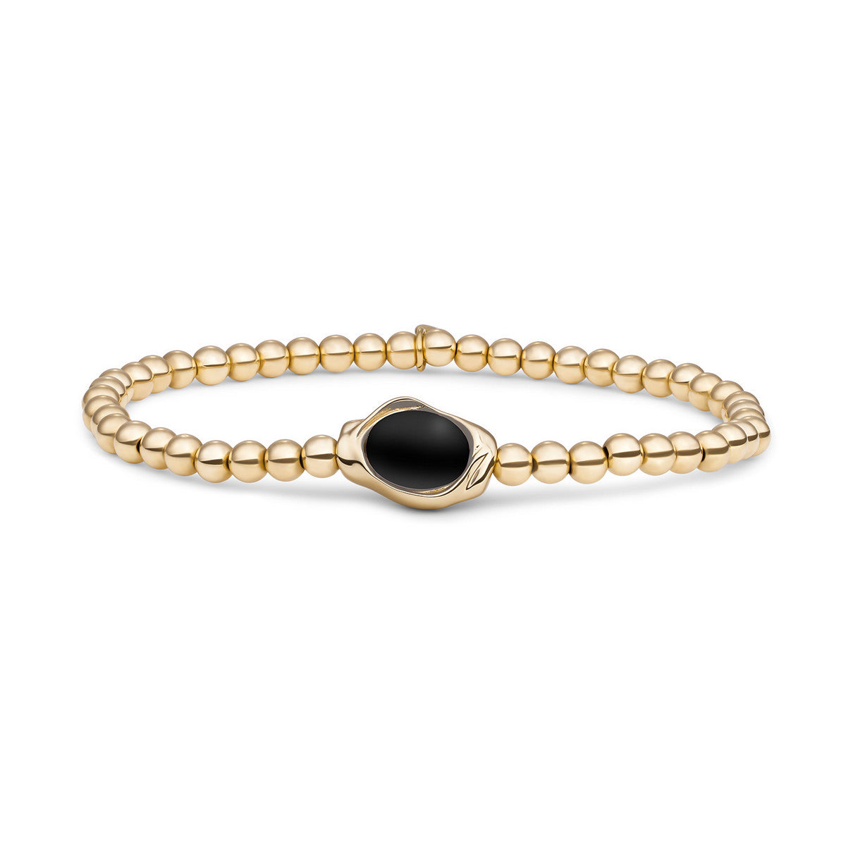 Sparkling Jewels Armband Onyx SB-G-4MM-FLG07 Goudkleurig