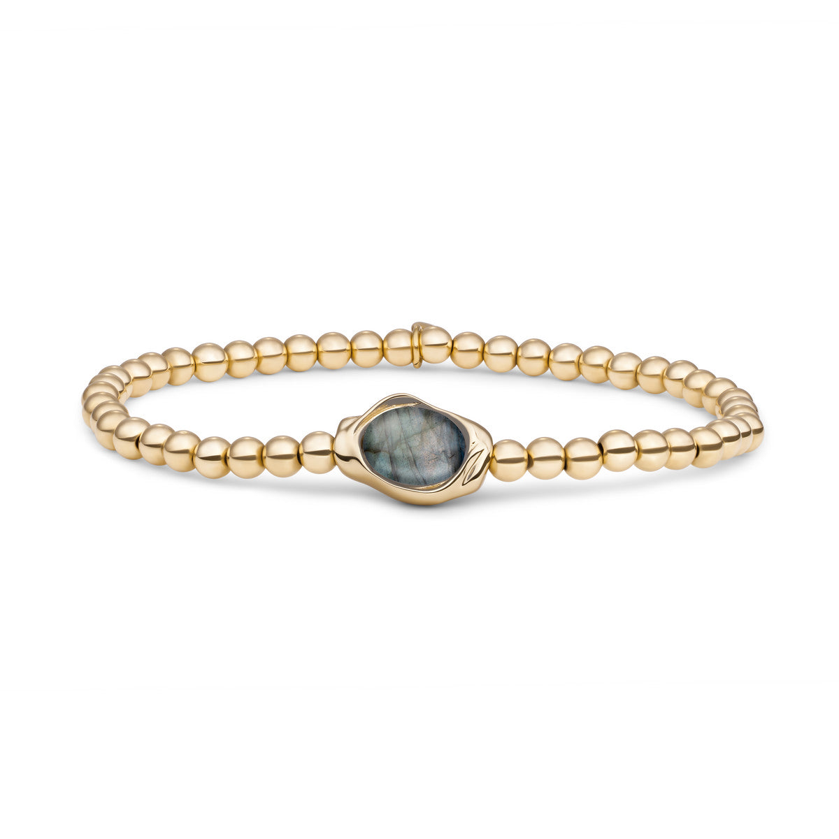 Sparkling Jewels Armband Flow Labradoriet SB-G-4MM-FLG18 Goudkleurig