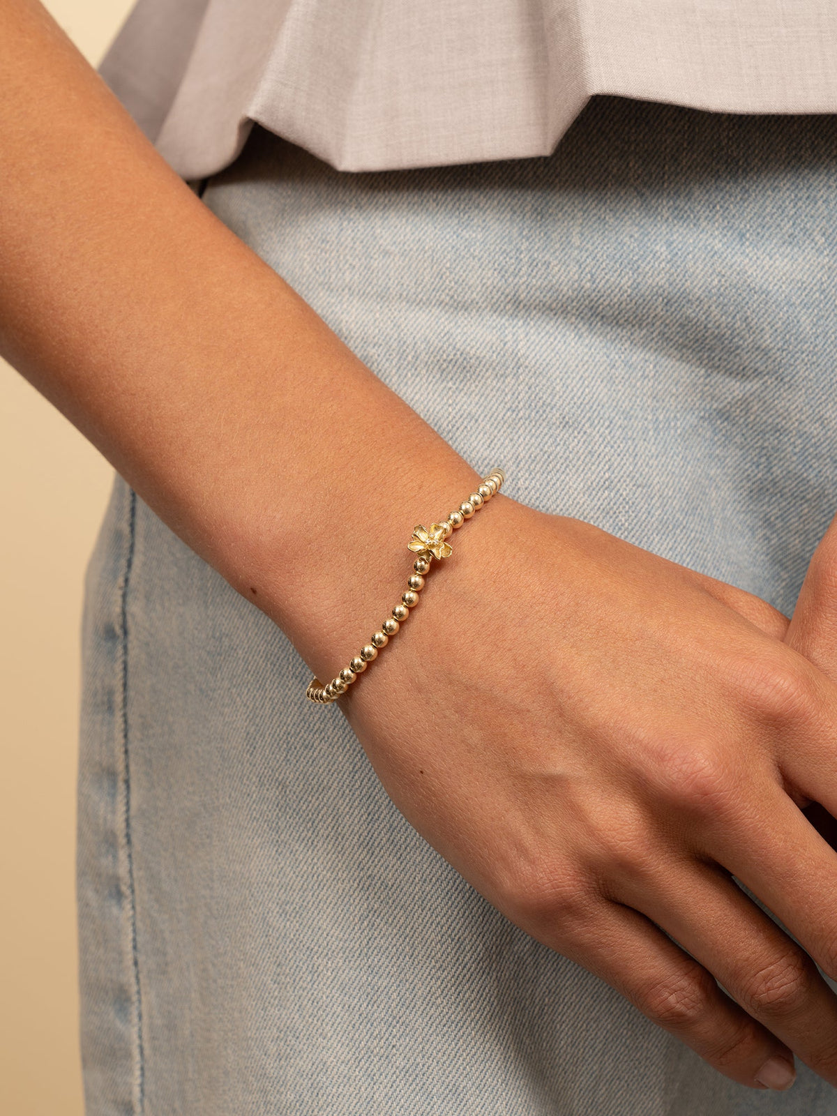 Sparkling Jewels Armband Zirkonia SB-G-4MM-FLOWER-02 Goudkleurig