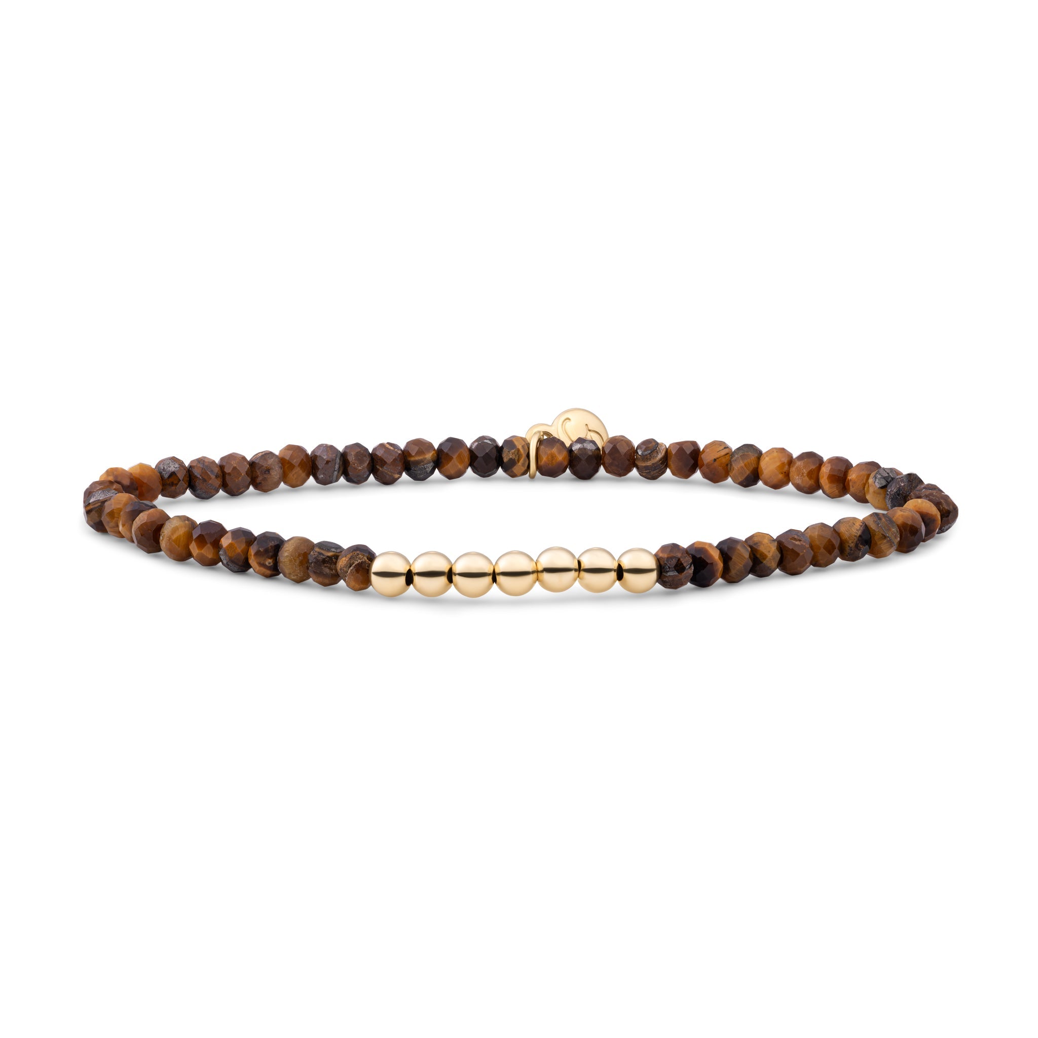 Sparkling Jewels Armband Tijgeroog SB-S-4MM-RLI-G09 Zilverkleurig