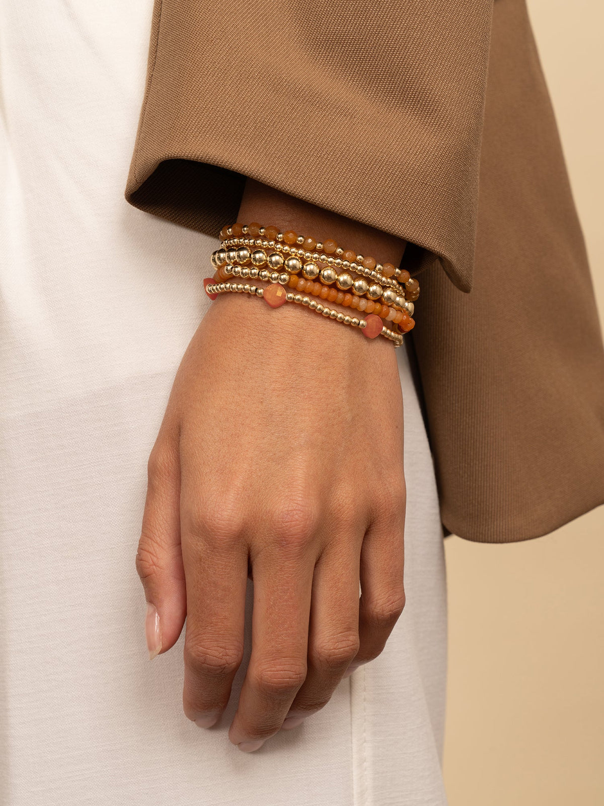 Sparkling Jewels Armband Aventurijn SB-G-4MM-RLI-G28 Goudkleurig