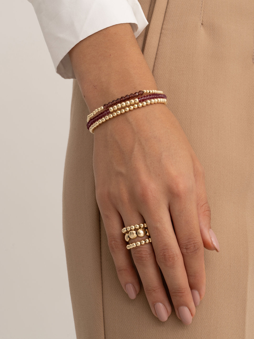 Sparkling Jewels Armband Aubergine kwarts 4mm SB-G-4MM-RLI-G59 Zilverkleurig