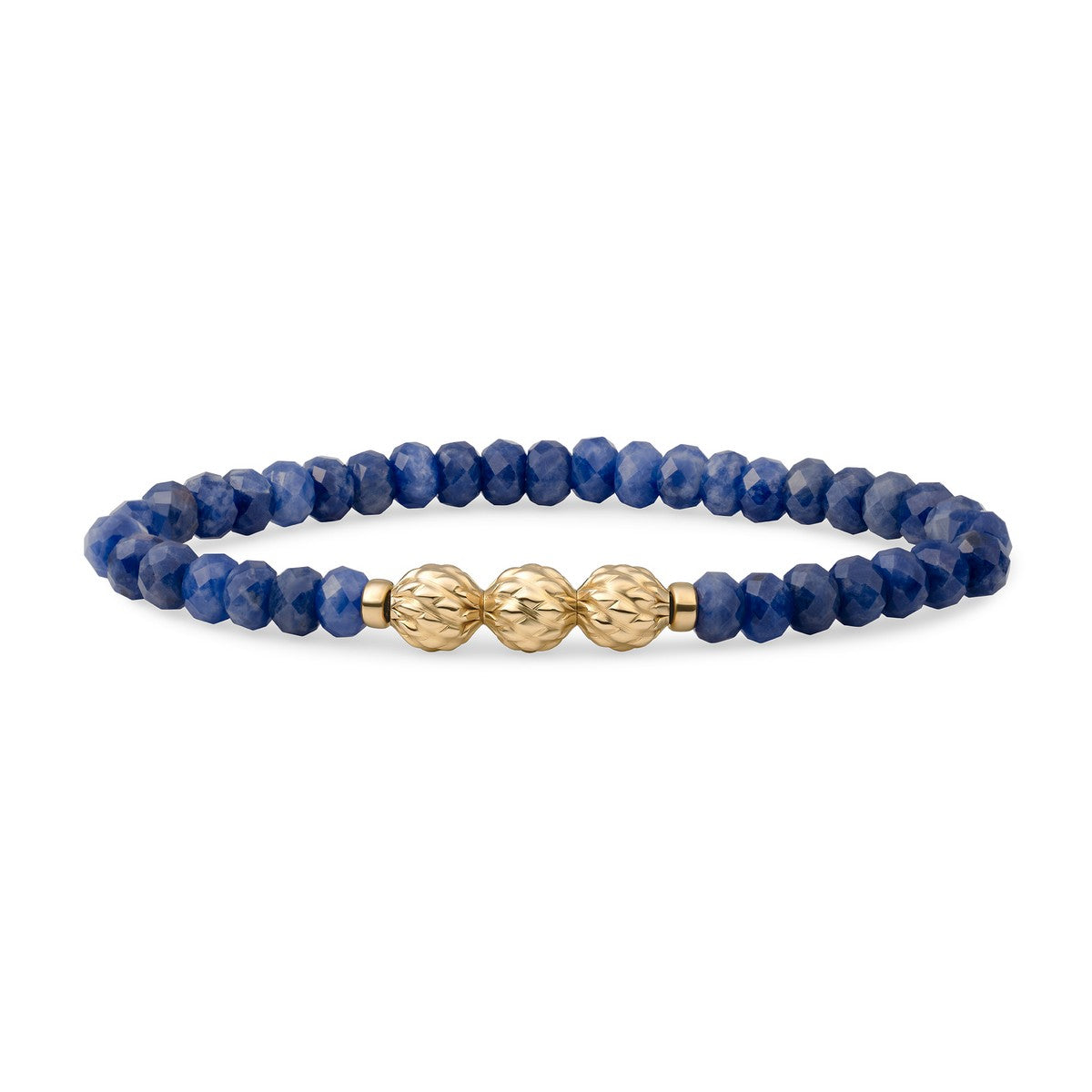 Sparkling Jewels - Armband: Sodalite 6mm fuse beads gold plated - SB-G-6MM-FUSE-G20, exclusief en kwalitatief hoogwaardig. Ontdek nu!