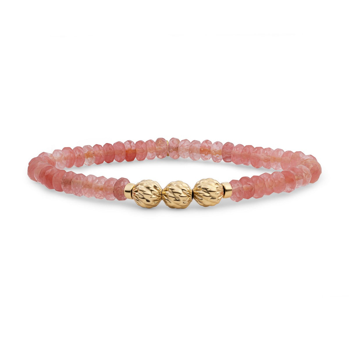 Sparkling Jewels Armband | Cherry Quartz 6mm fuse beads | gold plated SB-G-6MM-FUSE-G25 - PansiteNederland.nl