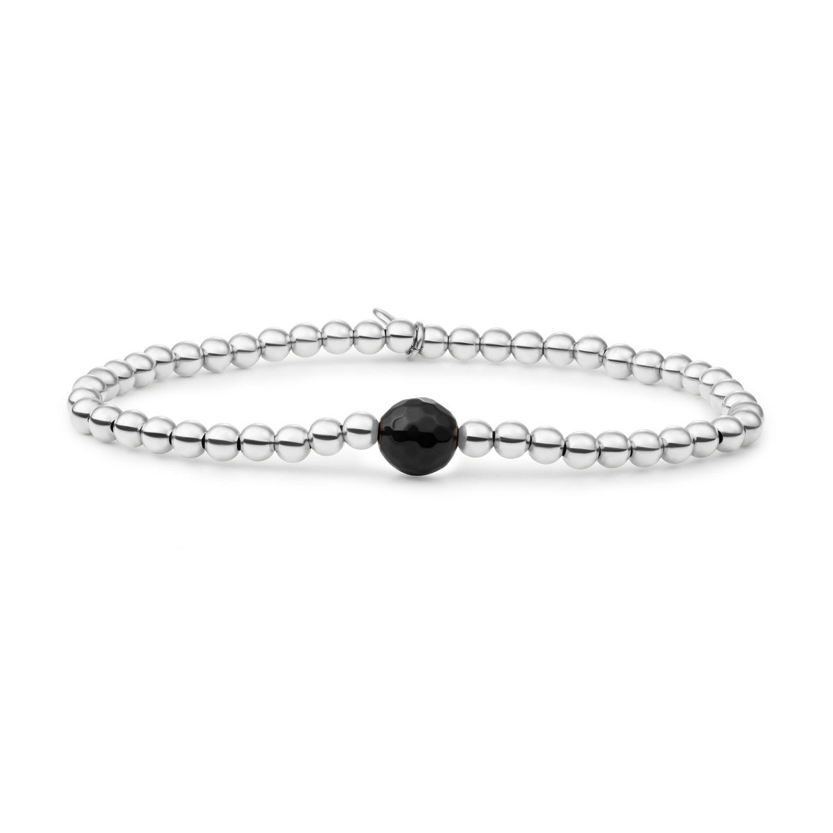 Sparkling Jewels Armband Core 8mm Onyx SB-GEM07-8MM Zilverkleurig